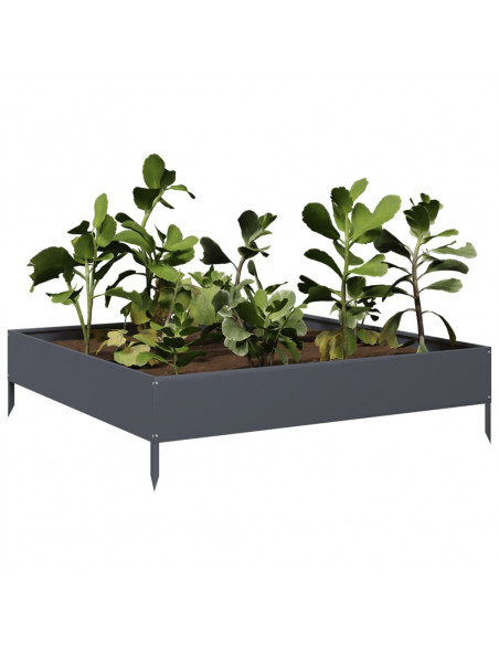 Fioriera Rialzata da Giardino Antracite 100x100x26 cm Acciaio