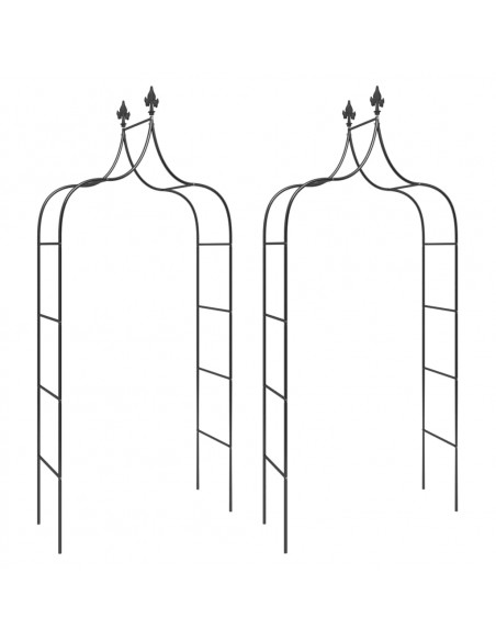 Archi da Giardino 2 pz Neri 120x38x260 cm Acciaio