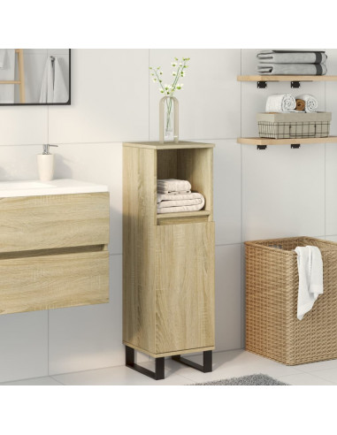 Armadietto da Bagno Rovere Sonoma 30x30x100cm Legno Multistrato