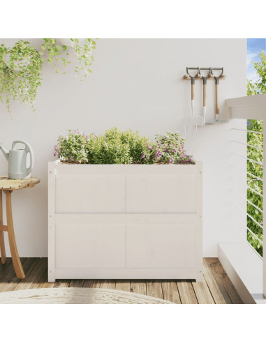 Fioriera da Giardino Bianca 90x50x70 cm Legno Massello di Pino