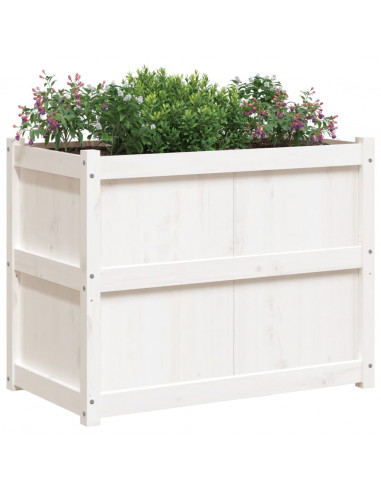 Fioriera da Giardino Bianca 90x50x70 cm Legno Massello di Pino