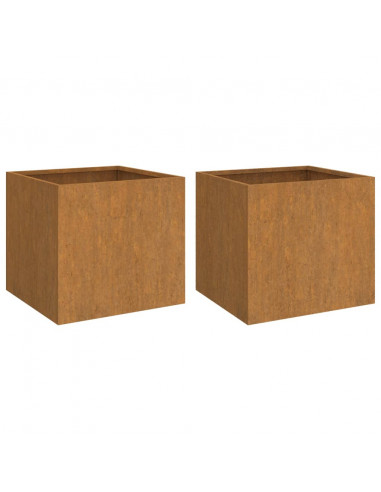 Fioriere 2 pz 49x47x46 cm Acciaio Corten