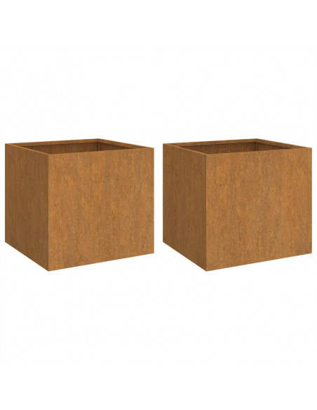 Fioriere 2 pz 49x47x46 cm Acciaio Corten