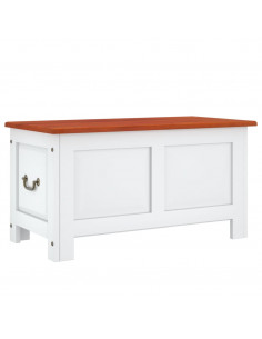 Cassapanca con Coperchio Marrone e Bianco Legno Massello Acacia 2