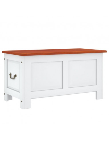 Cassapanca con Coperchio Marrone e Bianco Legno Massello Acacia