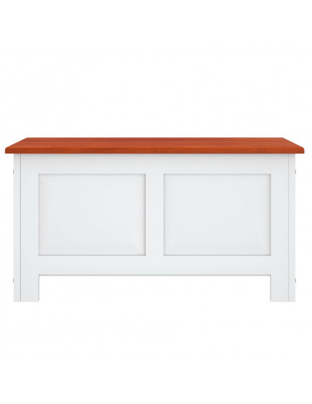 Cassapanca con Coperchio Marrone e Bianco Legno Massello Acacia