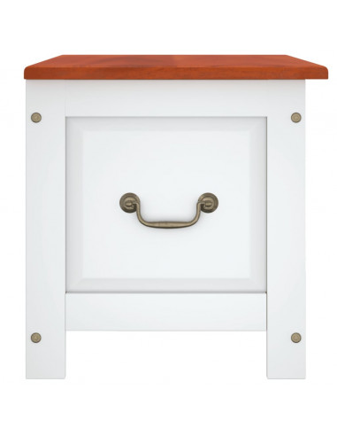 Cassapanca con Coperchio Marrone e Bianco Legno Massello Acacia