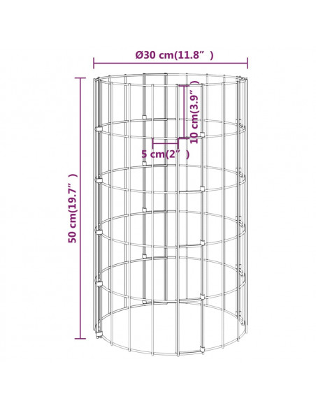 Fioriere Rialzate Gabbioni Circolari 4 pz Ø30x50/100/150/200 cm