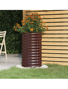 Vaso Giardino Acciaio Verniciato a Polvere 40x40x68 cm Marrone