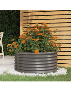 Vaso da Giardino Acciaio Verniciato a Polvere 80x80x36cm Grigio