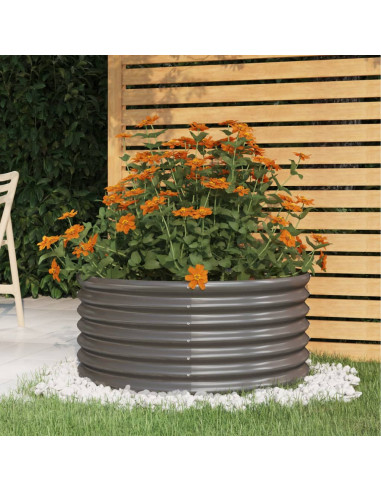 Vaso da Giardino Acciaio Verniciato a Polvere 80x80x36cm Grigio