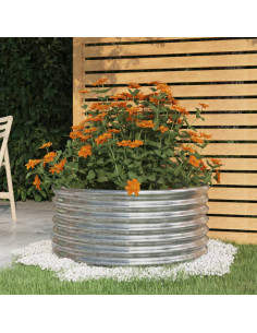 Vaso Giardino Acciaio Verniciato a Polvere 80x80x36 cm Argento