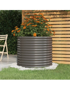 Vaso da Giardino Acciaio Verniciato a Polvere 80x80x68cm Grigio