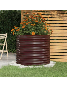 Vaso Giardino Acciaio Verniciato a Polvere 80x80x68 cm Marrone