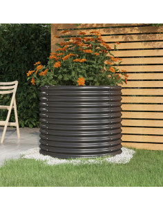 Vaso Giardino Acciaio Verniciato Polvere 80x80x68 cm Antracite