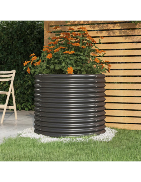 Vaso Giardino Acciaio Verniciato Polvere 80x80x68 cm Antracite