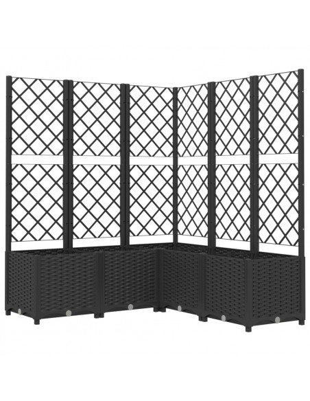 Fioriera da Giardino con Graticcio Nero 120x120x136 cm in PP