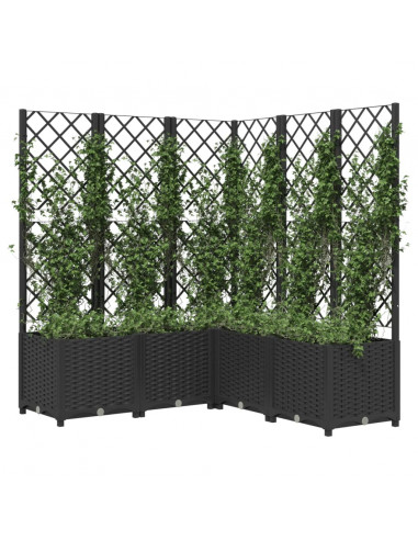 Fioriera da Giardino con Graticcio Nero 120x120x136 cm in PP