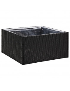 Fioriera da Giardino Nero 80x80x40 cm in Polyrattan 2