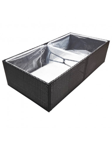 Fioriera da Giardino Nero 157x80x40 cm in Polyrattan