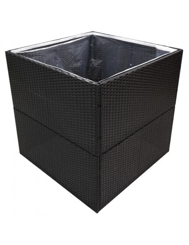 Fioriera da Giardino Nero 80x80x80 cm in Polyrattan