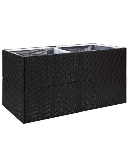 Fioriera da Giardino Nero 157x80x80 cm in Polyrattan