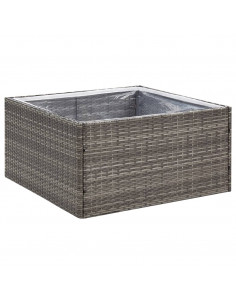 Fioriera da Giardino Grigia 80x80x40 cm in Polyrattan 2