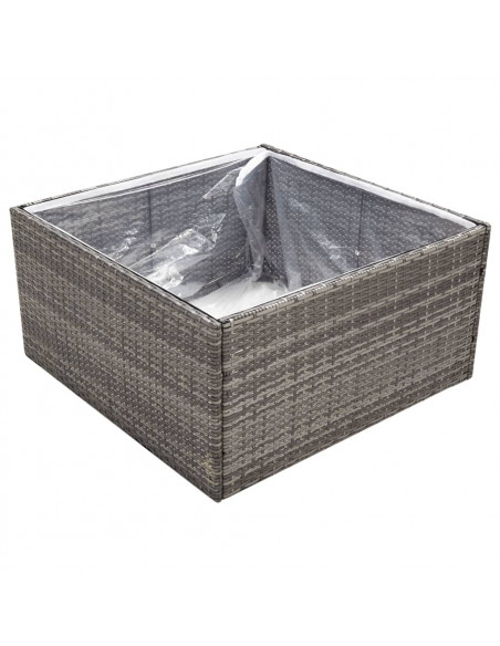 Fioriera da Giardino Grigia 80x80x40 cm in Polyrattan