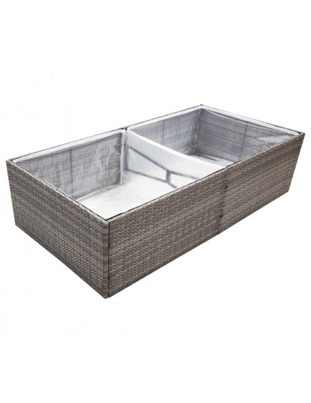 Fioriera da Giardino Grigia 157x80x40 cm in Polyrattan
