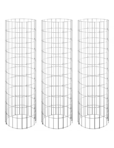 Fioriere Gabbione Circolare 3 pz in Acciaio Zincato Ø30x100 cm
