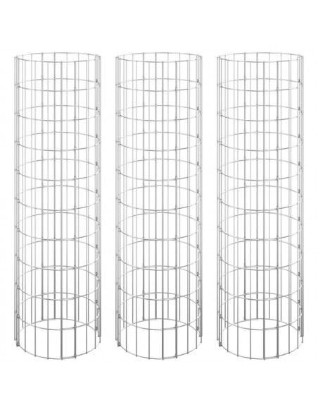 Fioriere Gabbione Circolare 3 pz in Acciaio Zincato Ø30x100 cm
