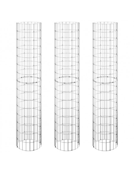 Fioriere Gabbione Circolare 3 pz in Acciaio Zincato Ø30x150 cm