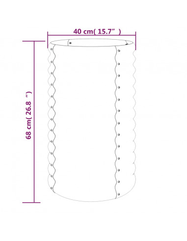 Vaso Giardino Acciaio Verniciato a Polvere 40x40x68 cm Marrone