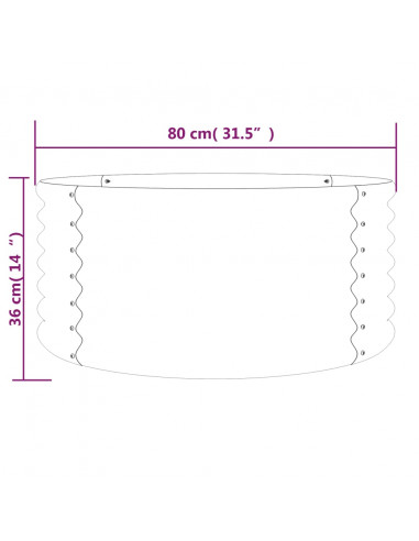 Vaso Giardino Acciaio Verniciato a Polvere 80x80x36cm Antracite
