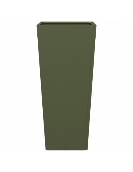 Fioriere da Giardino 2 pz Verde Oliva 35x35x75 cm in Acciaio
