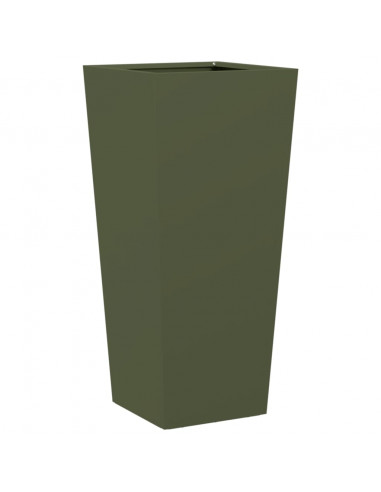 Fioriere da Giardino 2 pz Verde Oliva 35x35x75 cm in Acciaio