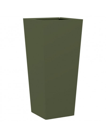 Fioriere da Giardino 2 pz Verde Oliva 35x35x75 cm in Acciaio