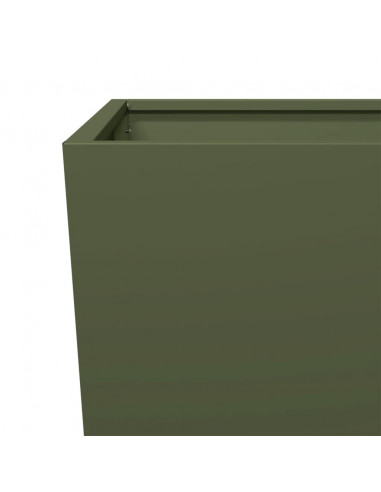 Fioriere da Giardino 2 pz Verde Oliva 35x35x75 cm in Acciaio