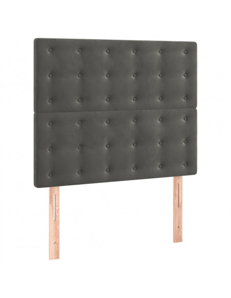 Giroletto a Molle con Materasso Grigio Scuro 90x190 cm Velluto