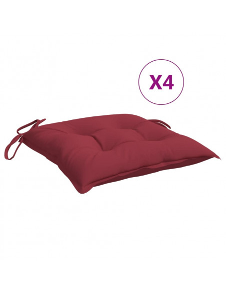 Cuscini per Sedia 4 pz Rosso Vino 40x40x7 cm in Tessuto Oxford