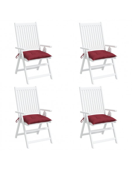 Cuscini per Sedia 4 pz Rosso Vino 40x40x7 cm in Tessuto Oxford