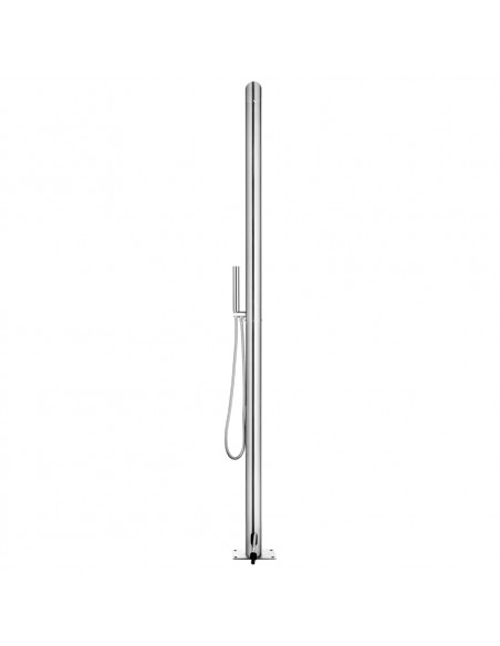 Doccia da Giardino con Base Grigia 225 cm in Acciaio Inox