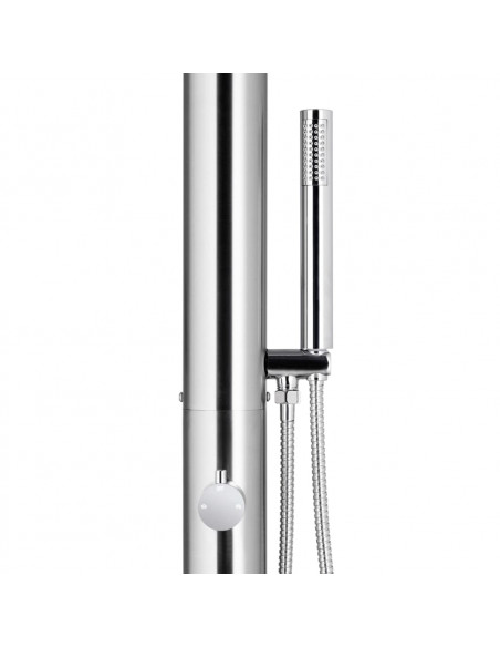 Doccia da Giardino con Base Grigia 225 cm in Acciaio Inox