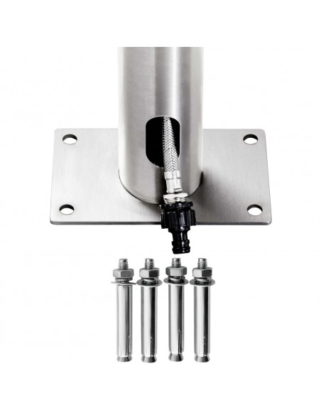 Doccia da Giardino con Base Grigia 225 cm in Acciaio Inox