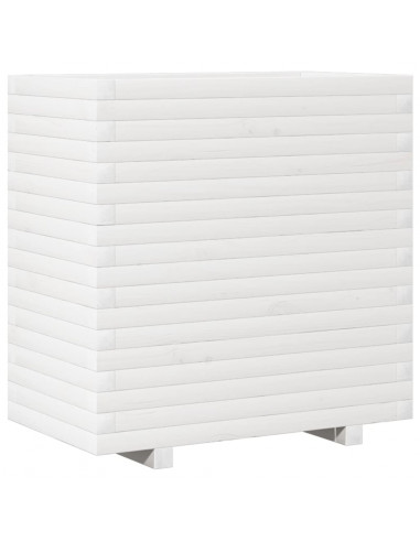 Fioriera da Giardino Bianca 70x40x72 cm Legno Massello di Pino