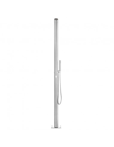 Doccia da Giardino con Base Grigia 225 cm in Acciaio Inox
