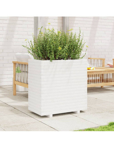 Fioriera da Giardino Bianca 70x40x72 cm Legno Massello di Pino