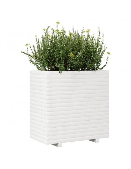 Fioriera da Giardino Bianca 70x40x72 cm Legno Massello di Pino