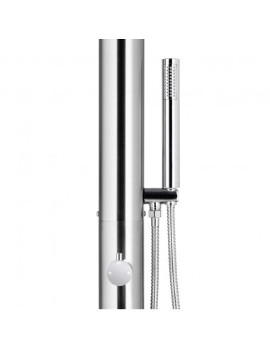 Doccia da Giardino con Base Grigia 225 cm in Acciaio Inox