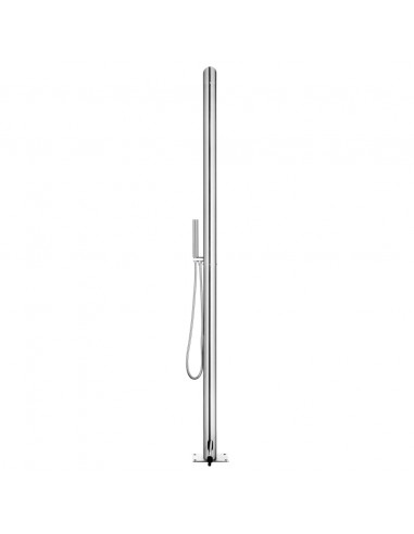 Doccia da Giardino con Base Marrone 225 cm in Acciaio Inox